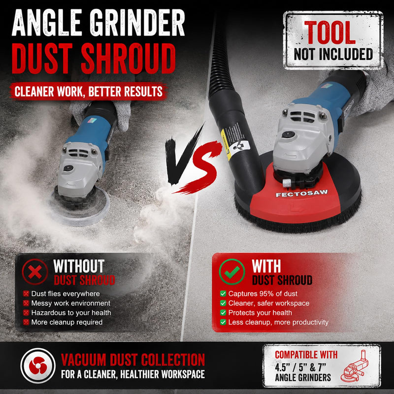 Dust Shroud for Angle Grinder with Diamond Grinding Cup Wheel, 4.5–5 Inch & 7 Inch, Universal Concrete Surface Grinding Tool for Marble and Granite (5-inch Dust Shroud + Grinding Wheel) 5-inch Dust Shroud + Grinding Wheel