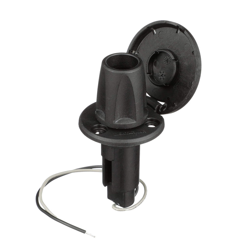 attwood LightArmor 910R Series Round Plug-In Light Base — For All-Around Pole Light, 2-Pin, Black Stainless Cover, 910R2PSB-7 One size 2-Pin Connection