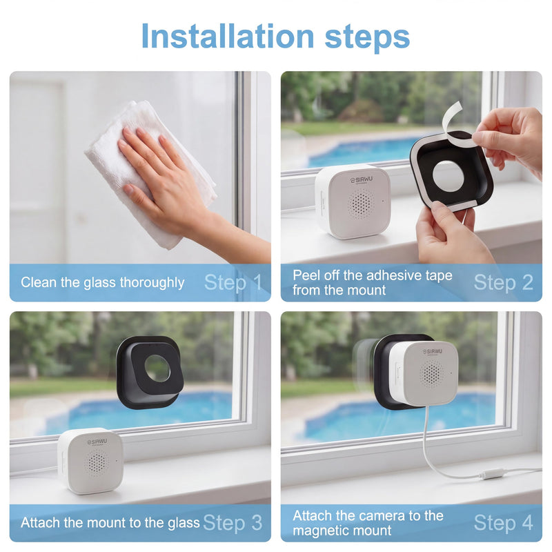 2 Pack Angled Window Camera Mount, 18° Angle Adapter for Most Magnetic Window Security Cameras Viewing Through Glass, Adhesive Glass Mount, 30mm Lens Opening