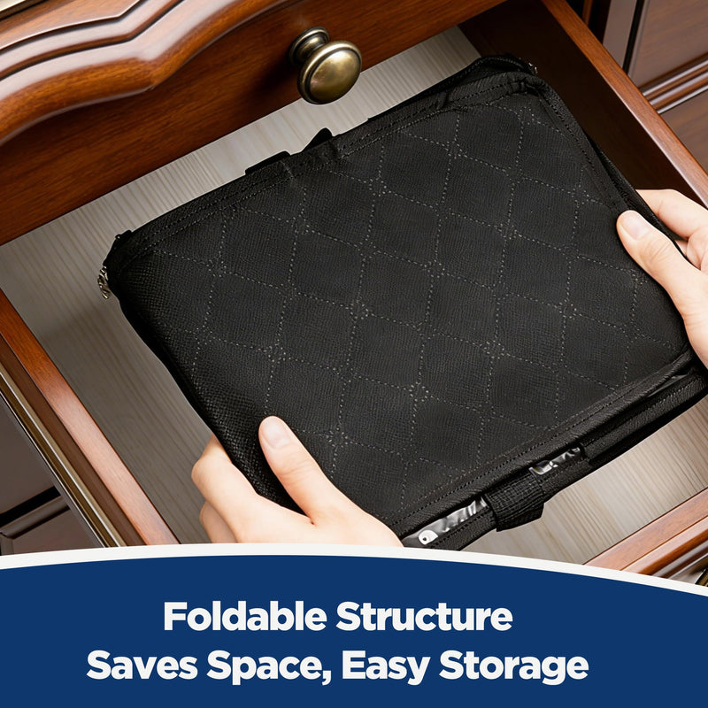 DVD Storage Bags, Clear PVC Media Organizer with Handles, Front Zipper Window, Stackable Holder for Blu Ray Discs, Movie Cases and VHS Boxes, 2 Pack, Holds 70 DVD Cases Total, 35 per Bag (SB-A-01) SB-A-01 Black