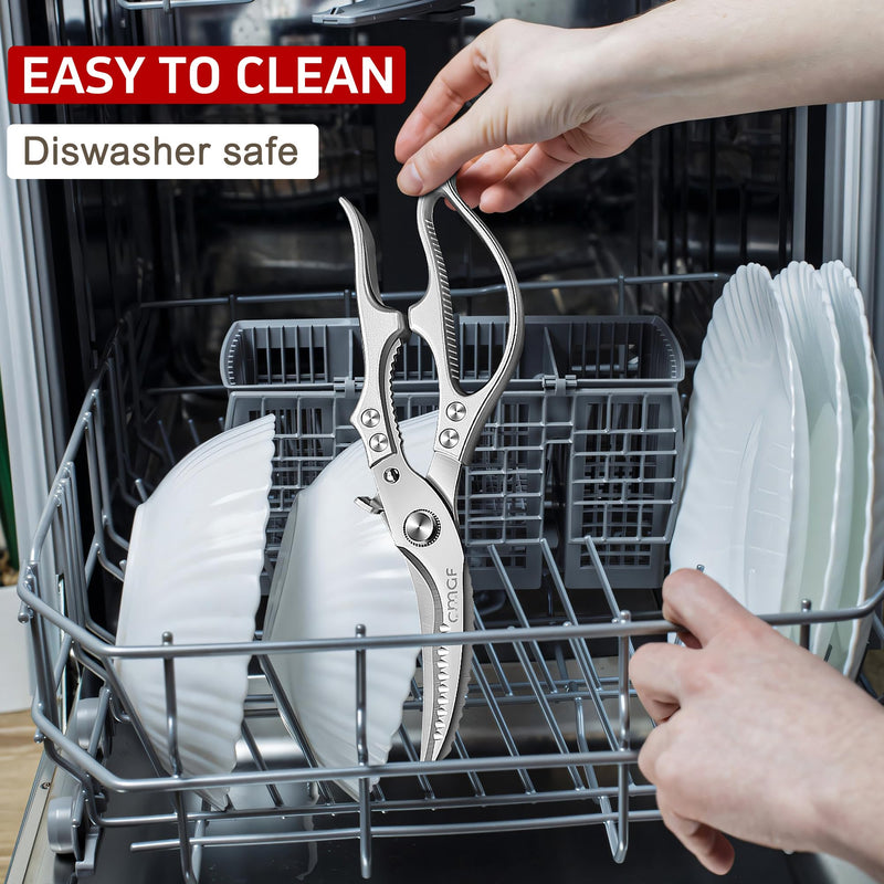 Poultry Shears, Kitchen Scissors for Food, All Purpose Heavy Duty for Chicken Wing/Thigh/Bone, Meat, Quail, Fish, Turkey, Vegetables, Stainless Steel Cooking Aid Scissors, Dishwasher Safe Silver Kitchen Shear