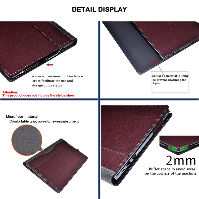 Laptop Case Cover for HP OmniBook 3/7/X 17-df dn dk dm dp dc dd de 17.3 inch Series,PU Leather Protective Sleeve Shell Bag with Pen Holder (Burgundy) Burgundy