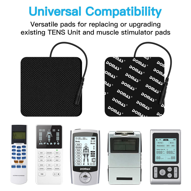  [AUSTRALIA] - DOMAS TENS Unit Electrode Pads for Knee Shoulder Pain Relief- Compatible with TENS 7000 and Other 2mm Pin Units - Reusable & Latex-Free