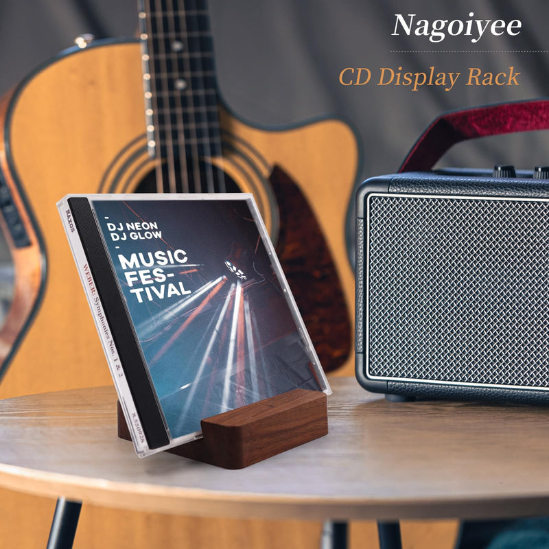 1 Pcs CD Display Rack, Solid Wood Tabletop Cd Holder Stand, Single DVD Holder for CD/DVD/Phone/Albums (Brown) Brown