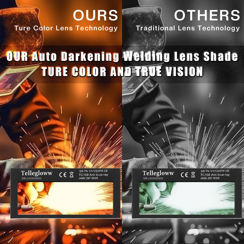 (Shade 9)3 Set 2" x 4 1/4"Gold Auto Darkening Welding Lens 2x4 1/4, Solar Energy Welding Lens, 2x4 1/4 Replacement for Standard Hoods and Helmets Shade 9