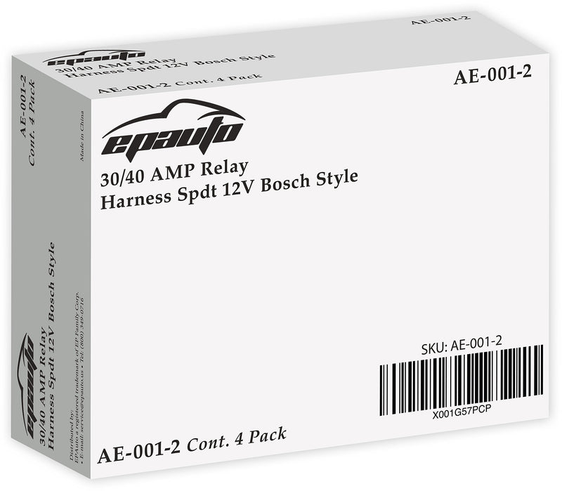 EPAuto 30/40 AMP Relay Harness Spdt 12V Bosch Style - 4 Pack