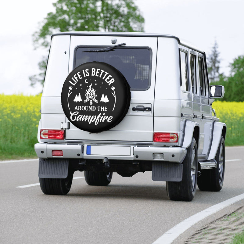 Life is Better Around The Campfire Rv Spare Tire Cover for RV Trailer Camper Wheel Protectors Weatherproof Universal for Trailer Rv SUV Truck Travel Trailers (15 inch) 15 inch