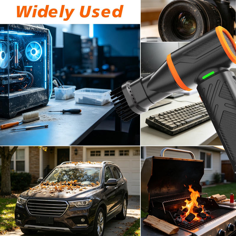 Compressed Air Duster, 360000RPM Electric Air Duster with 10000mAh Battery | 350g/72m/s Maximum wind speed Adjustable Rechargeable , Replace Compressed Air Can for PC, Keyboard, Home, Outdoors Orange