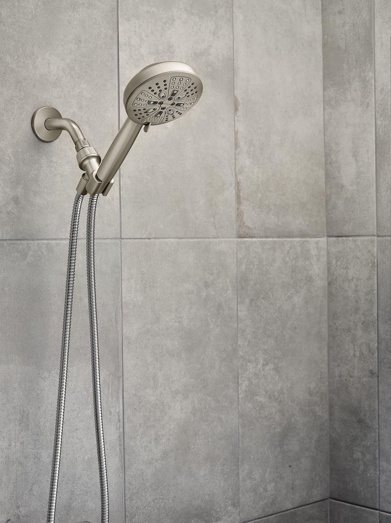 Moen Hydro Energetix High Pressure Shower Head with Handheld Sprayer, 8 Handheld Shower Head Spray Settings, Spot Resist Brushed Nickel Finish, 200H0SRN (Pack of 1) Hand Held Shower