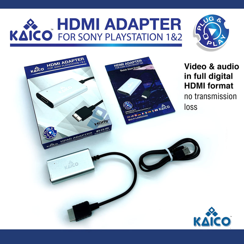 Kaico PS1 HDMI / PS2 AV Cable Compatible with Sony PlayStation & PS2 Models - Switch Between RGB & Component - PS1 & PS2 to HDMI Converter for Any HD TV | Supports RGB and YPbPr component modes for PS1 and PS2 games, with built-in switch, plug-and-play...