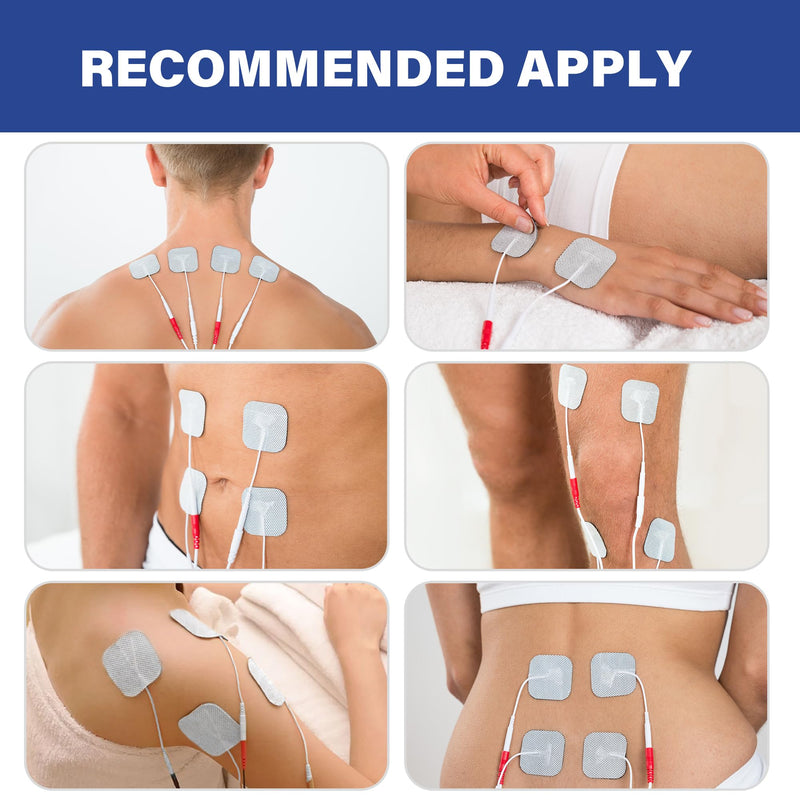 LotFancy TENS Unit Electrode Pads, 80PCS 2"x2" TENS Unit Pads for EMS Muscle Stimulator Electrotherapy, Self-Adhesive TENS Pads Replacement, Reusable and Latex-Free