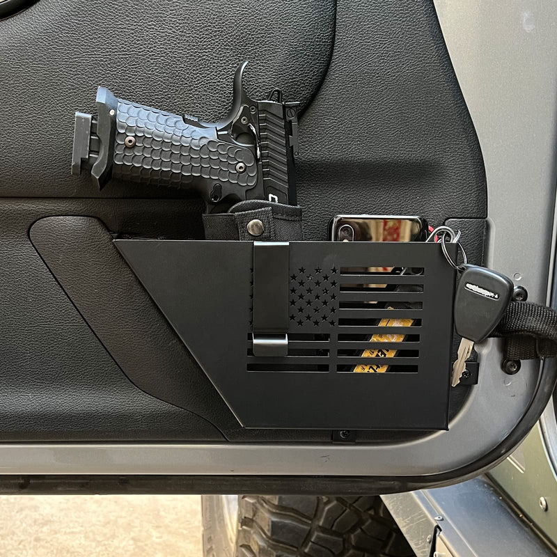 MAIKER Metal Front Door Storage Box, Door Side Insert Organizer Box Pockets for 2007-2018 Jeep Wrangler JK 2/4 Door 2pcs(Black)