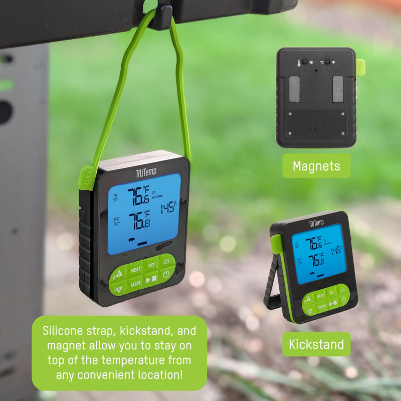 Taylor TruTemp Dual Probe Wired Programmable Meat and Food Thermometer, Digital for Cooking, Monitor Two Dishes with Two Probes for Baking, Grilling, and Roasting, User-Friendly, Backlit, Green