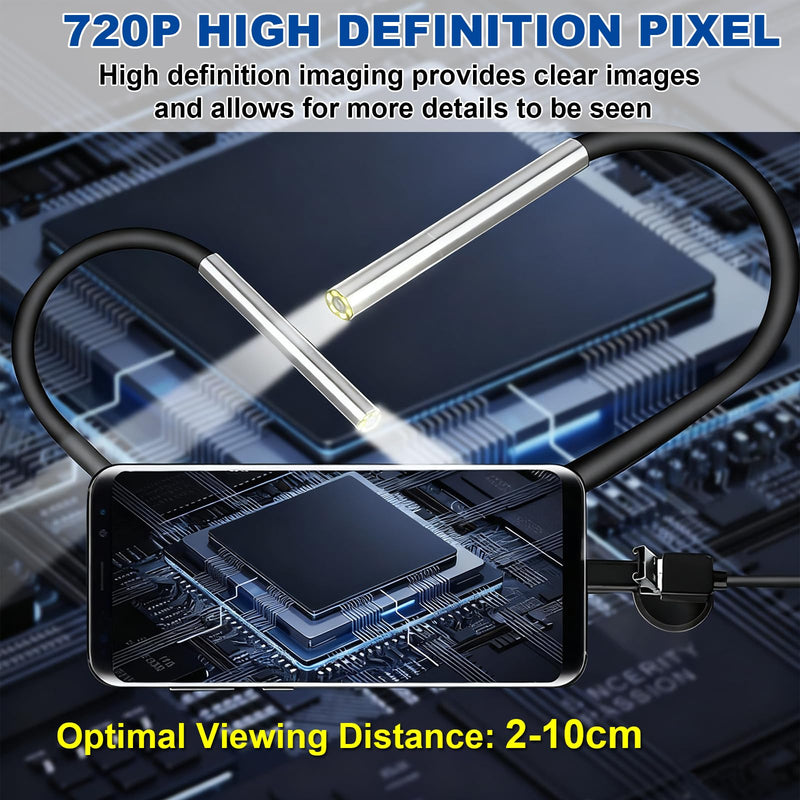 3.9mm Small Hole Borescope, Aperture Endoscope Camera - Suitable for. 20 Caliber and Larger Pipes, Gun Barrel Inspection Tool, Suitable for Android and iOS Smartphones iPhone, iPad, Samsung