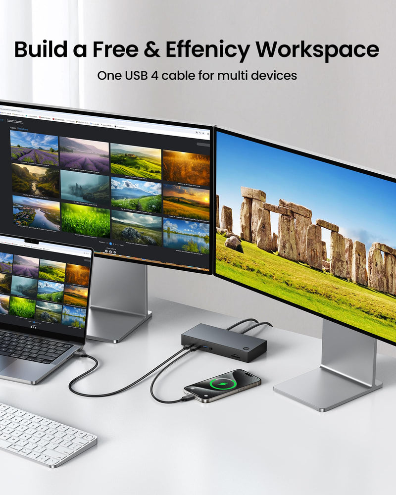 Silkland USB 4 Cable for Thunderbolt 4, 40Gbps Data Sync, 240W PD 3.1 Charging, 8K/5K@60Hz, Dual 4k, Braided USB C Video Cable Compatible for MacBook, iPhone 17/16, SSD, Docking, Monitor, eGPU, 5FT