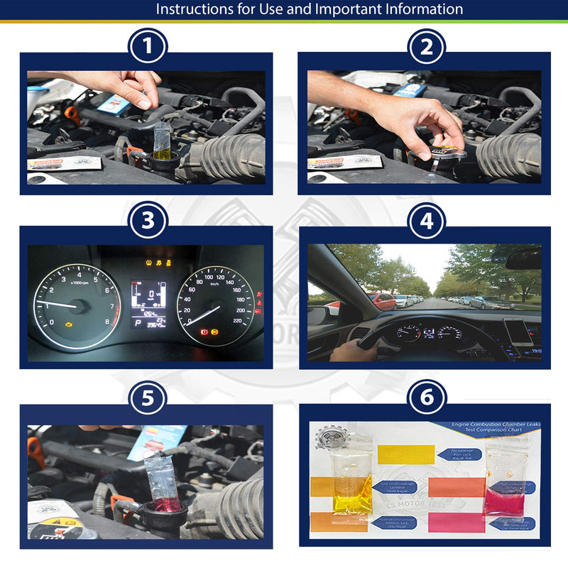 CS Engine Combustion Real-TIME Leak Tester - Cylinder Head Gasket CO2 Head Tester - Test While Driving - Petrol Diesel Gas - Engine Under Load Head Gasket Test Kit- 10 PCS in a Box