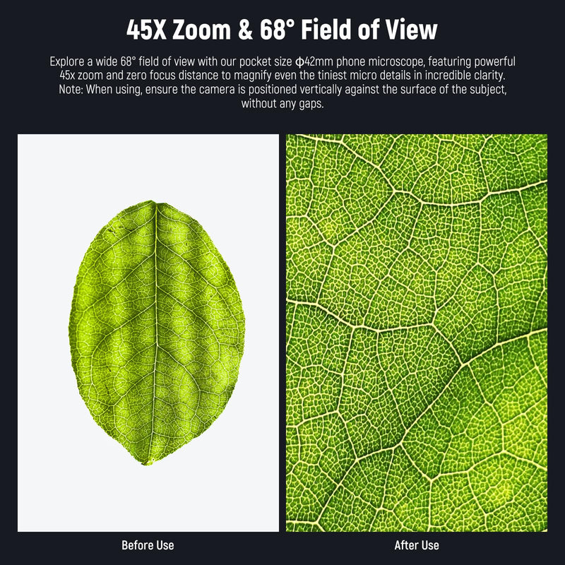 NEEWER 45X Phone Microscope Only for 17mm Thread Backplate, Rechargeable Close Up Zoom Lens w 50mAh Battery, LED Light, Type C Cable Compatible with iPhone Samsung Cage with 17mm Lens Adapter, LS-32