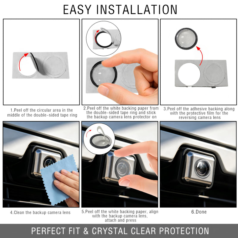 4PCS Car Camera Lens Protector,Car Backup Camera Lens Cover with 2PCS Cleaning Cloth,Ultra Clear Protective Film,360° All-Round Protection,Anti-Scratch&Waterproof,Compatible with Most Vehicle Cameras