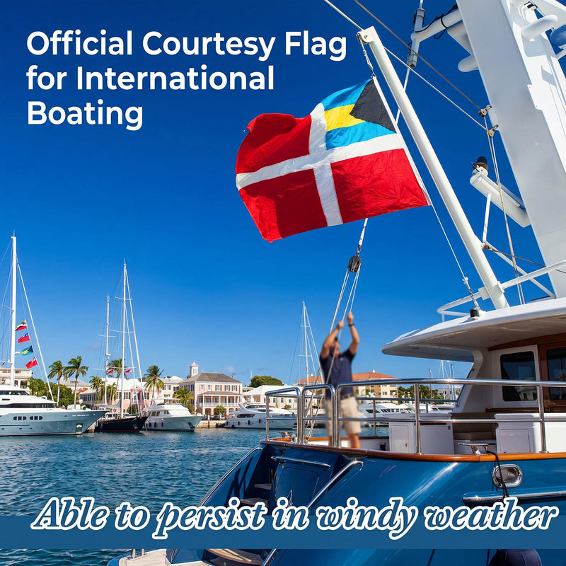 Irenare 2 Pcs Bahamas Flag Bahamas Courtesy Boat Flag Safety Polyester for Vessels Registered Visiting Foreign Waters (12 x 18 Inch) 12 x 18 Inch