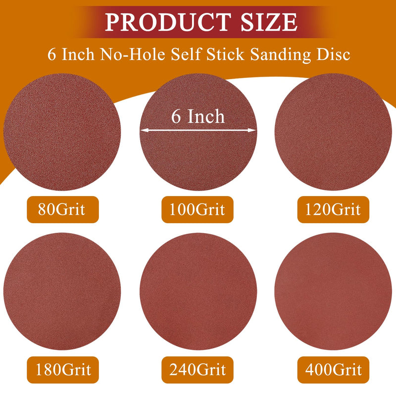 ONLYFU 55PCS 4 x 36 Inch Alumina Sanding Belts (80/120/150/240/400 Grits) with 6 Grits 6-Inch Self Stick No Hole Sanding Disc for Aluminum Oxide Sanders, Sandpaper for Wood Metal Stainless Steel 55