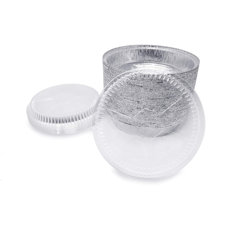 (40 Pack) Premium 8-Inch Round Foil Pans with Plastic Dome Lids l Heavy Duty l Disposable Aluminum Tin for Roasting, Baking, or Cooking 1