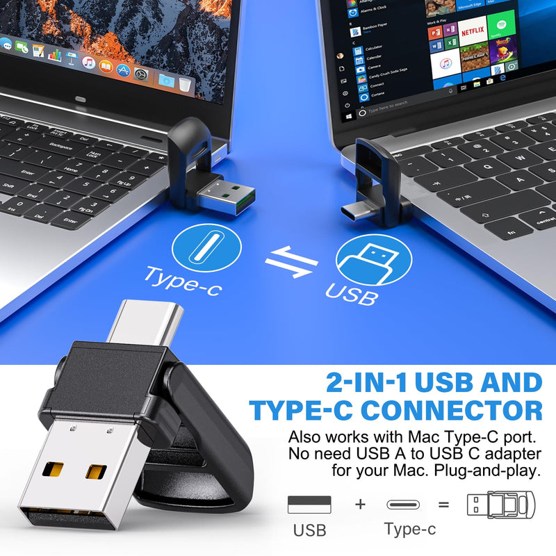Presentation Clicker Wireless Presenter Remote Clicker for 2-in-1 USB Type C Powerpoint Clicker with Pointer, Rechargeable Presentation Pointer PPT Slide Advancer for Mac/Google Slide/Keynote USB C+USB A Rechargeable