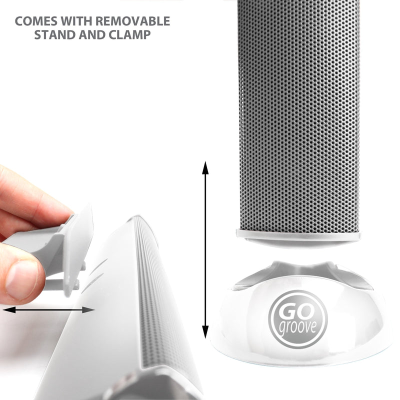 GOgroove SonaVERSE USB Speakers for Laptop Computer - USB Powered Mini Sound Bar with Clip-On Portable External Speaker Design for Monitor, One Cable for Digital Audio Input and Power (White) White