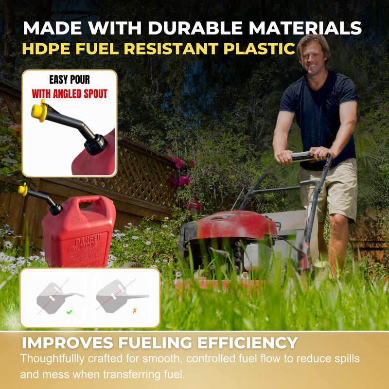 Mr Yellow Cap Gas Can Spout Replacement Old Style For 𝐎𝐥𝐝 𝐒𝐭𝐲𝐥𝐞 𝐁𝐥𝐢𝐭𝐳 𝐂𝐨𝐧𝐭𝐚𝐢𝐧𝐞𝐫𝐬 𝐎𝐍𝐋𝐘 - 2 Gas Can Nozzle Replacement, 2 Gas Caps & 2 Thread Rings, Fuel Can Spout Replacement, Gas Tank Nozzle 2-Pack Spouts Kit