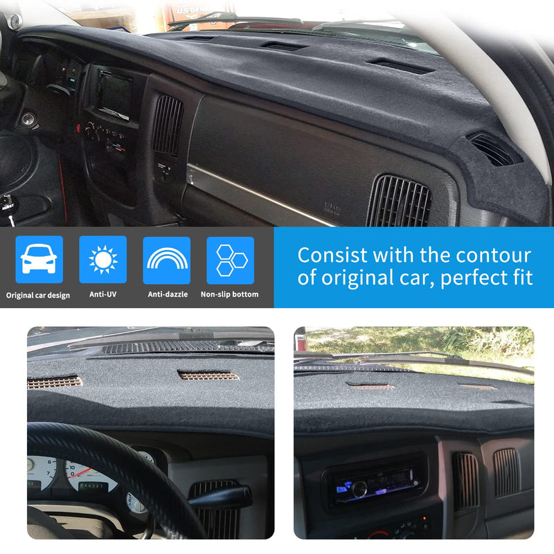 Dashboard Cover Dash Cover Mat Compatible with Dodge Ram 1500 2002-2005,2500/3500 2003-2005(Gray) Gray 02-05 Dodge Ram