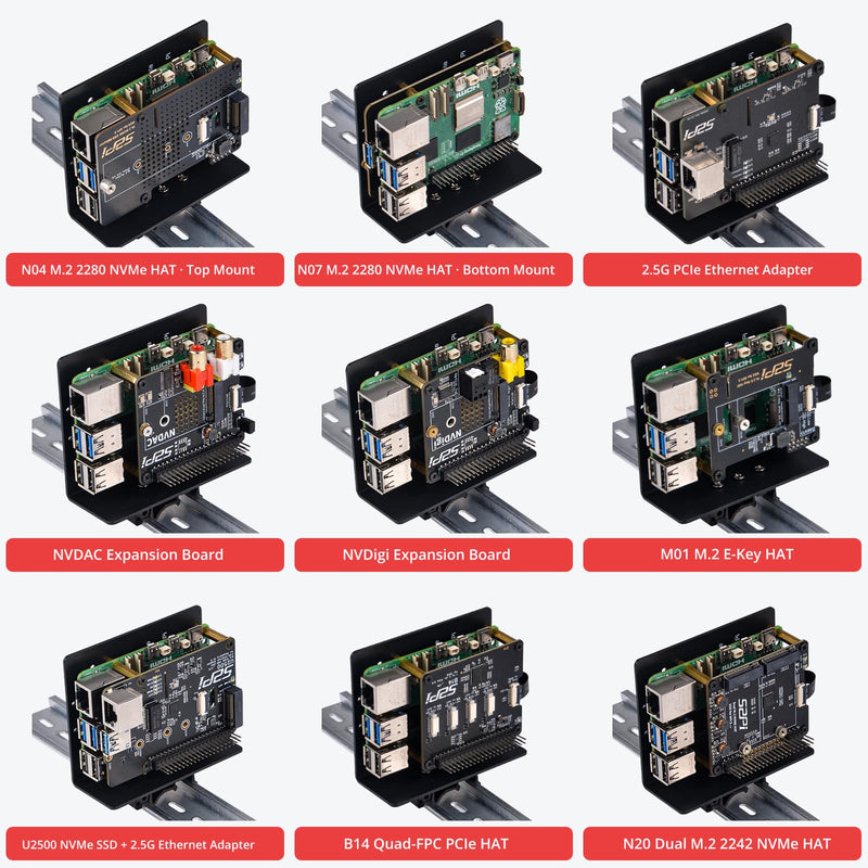 GeeekPi DIN Rail Mount Rack Bracket, Compatible with Raspberry Pi 5/4B/3B, Other SBCs & Dev Boards, Designed for DeskPi RackMate T0/T1/T2/T0 Plus/T1 Plus/TL1 & 10" Server Rack