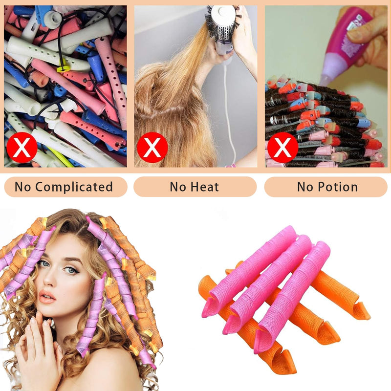 20 pcs Wave Hair Rollers,Plastic Curling Tools,Hair Curlers Spiral Curls Styling Kit,DIY Hair Rollers Curl Spiral Ringlets Rollers with Styling Hook Tools,for Extra Long Hair Up to 22" (55 cm)