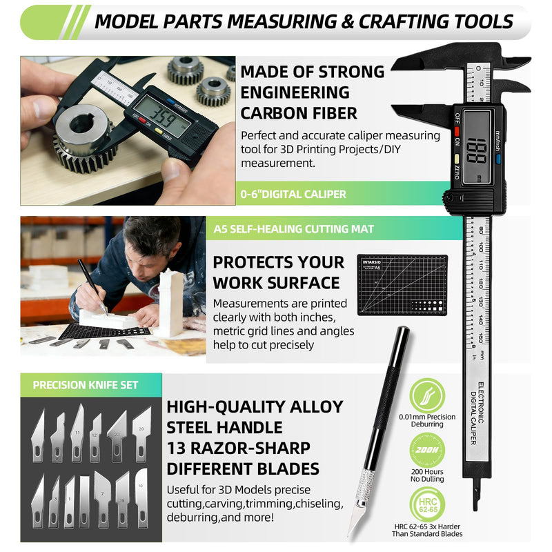 76pcs 3D Printer Tools Kit with Bag, 3D Printer Accessories includes Digital Caliper, Hygrometer, PTFE Tube Kit, Deburring Tool, Scrapers, Nozzle Cleaning, for Bambu Lab, Ender 3, FDM/SLA Printers etc Ultra 3D Maker Version