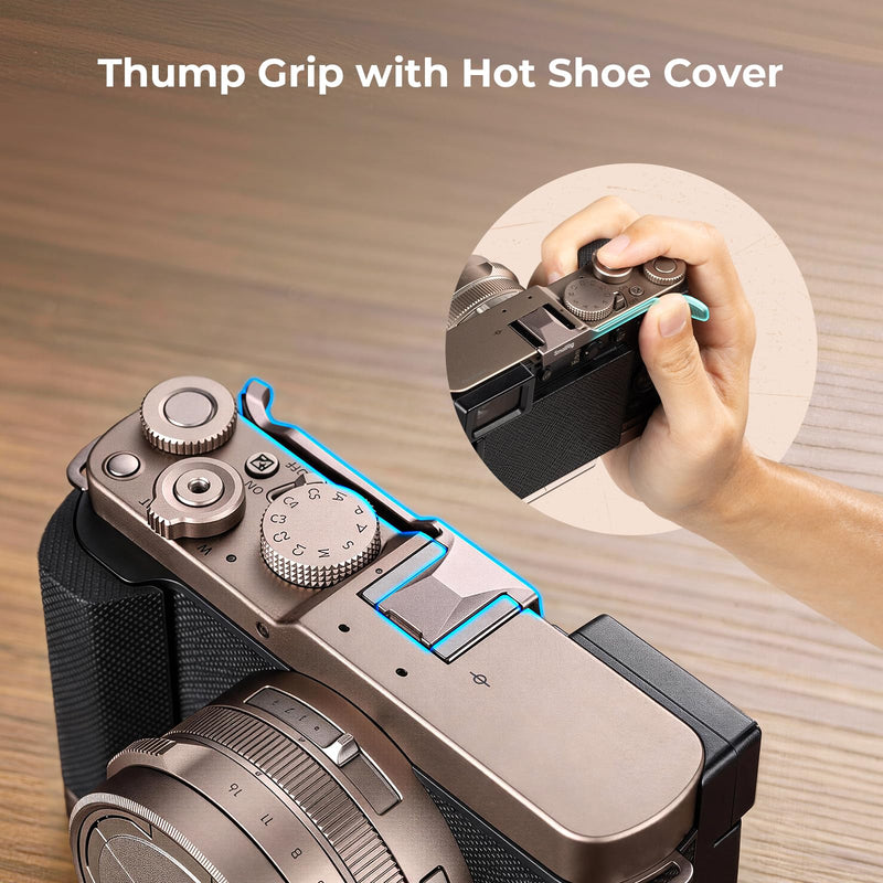 SMALLRIG L-Shaped Handle for Panasonic LUMIX L10, Thumb Grip with Hot Shoe Mount, Ergonomic Side Grip, Quick Release Plate for Arca, Compatible with Tripods (Titanium) - 6136 Titanium