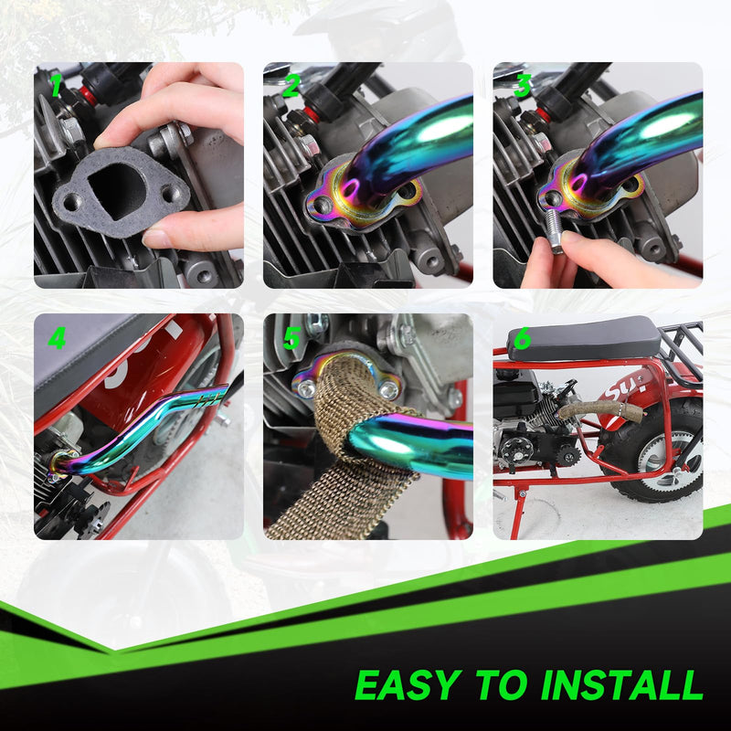 Mini Bike Exhaust Pipe Header Kit Compatible with Predator 212 224cc 196cc Non Hemi Coleman CT200U CT200U-EX B200R BT200X KT196 Go Kart Baja MB200 Axis M200 GX160 GX200 Engine Performance Parts A-Colorful
