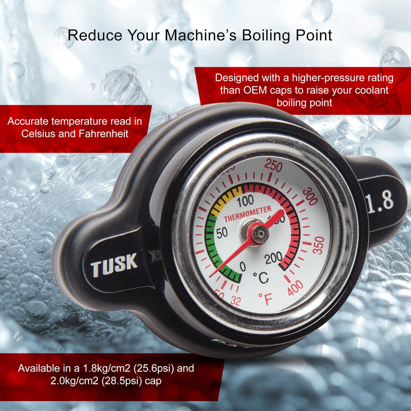 Tusk High Pressure Radiator Cap with Temperature Gauge 1.8 Bar Compatible with Honda CRF450R 2002-2025/CRF250R 2004-2025 Compatible with Yamaha YZ450F 2003-2005/YZ250 1982-2025
