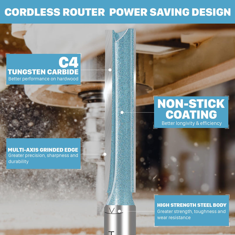KEENTECH Extra Long Straight Router Bit, 1/2" Shank, 1/2" Cutting Diameter x 3" Cutting Depth, Industrial Carbide-Tipped for Woodworking, with Storage Case Extra Long 1/2"Dia. - 3"Depth Extra Long 1-Piece