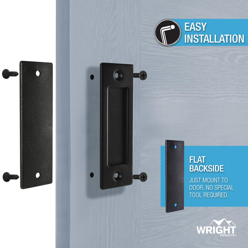 Wright Products Barn Door Handles Set - Matte Black Sliding Barn Door Hardware Kit, 2 Pack
