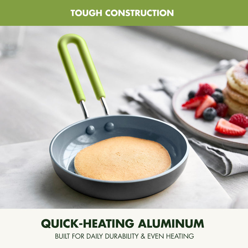 GreenPan Mini Healthy Ceramic Nonstick, 5" Round Egg Pan, PFAS-Free, Dishwasher Safe, Stay Cool Handle, Black 5" Egg Pan Mini Round Egg Pan