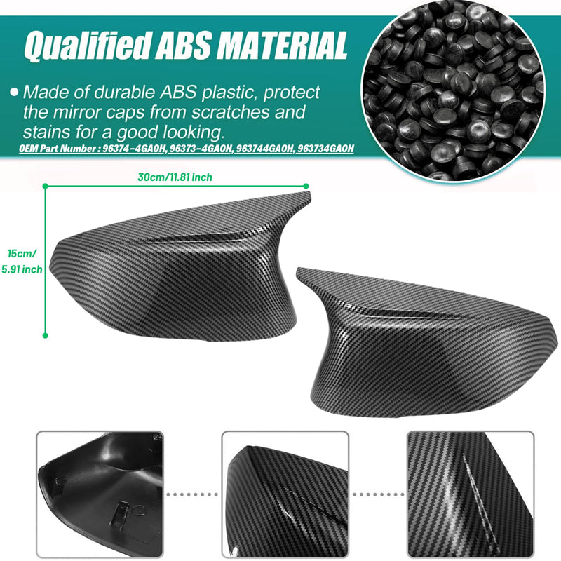 Carbon Fiber Side Mirror Caps for Infiniti Q50 Q60 Q70 QX30 QX50 Q50L Accessories, Passenger Driver Side View Mirror Cover Replacement Car Exterior Body Tuning Parts & Trim - 1Pair (Left-Right) Carbon Fiber Pattern
