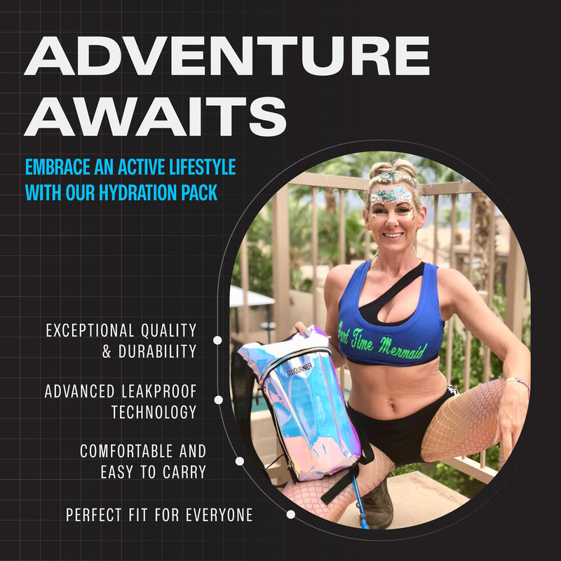 Sojourner Hydration Pack, Hydration Backpack - Water Backpack with 2l Hydration Bladder, Festival Essential - Rave Hydration Pack Hydropack Hydro for Hiking, Running, Biking, Festival Gear One Size Transparent Clear