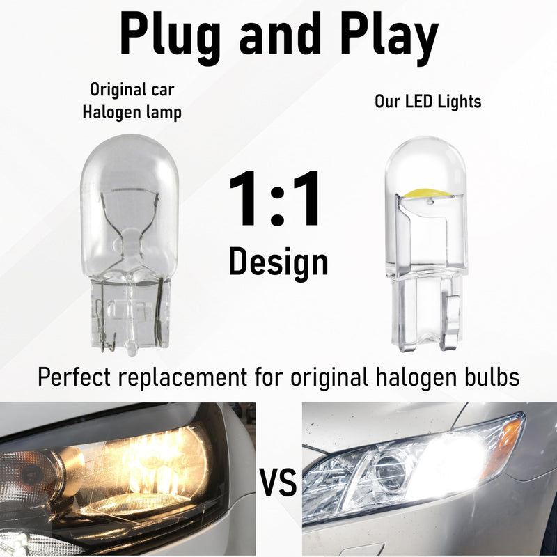 30 PCS Car 194 LED Bulbs, 168 2825 W5W T10 Wedge COB LED Replacement Bulb, 6000K License Plate Light Bulb, Error Free Interior Bulb for Dashboard Light, Dome Lights,License Plate Lights (White) white