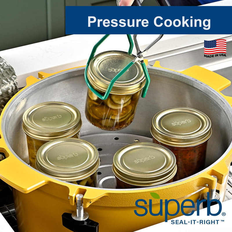 Canning Lids - Mason Jar Wide Mouth Lid Toppers Fit Ball and Kerr Jars, 3.25 inch Food Grade with Thick Seals, USA Made, 60 Count, Gold