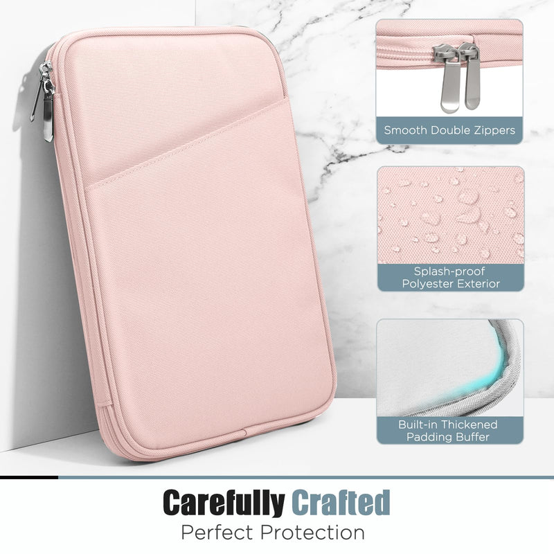 TiMOVO 13 Inch Tablet Sleeve for iPad Air 13 Inch 2024,iPad Pro 13 Inch 2024,iPad Pro 12.9" M2 2022/2021/2020,Galaxy Tab S8+/S9+ 12.4" 2022/2023,Protective Bag with Pocket, Pink