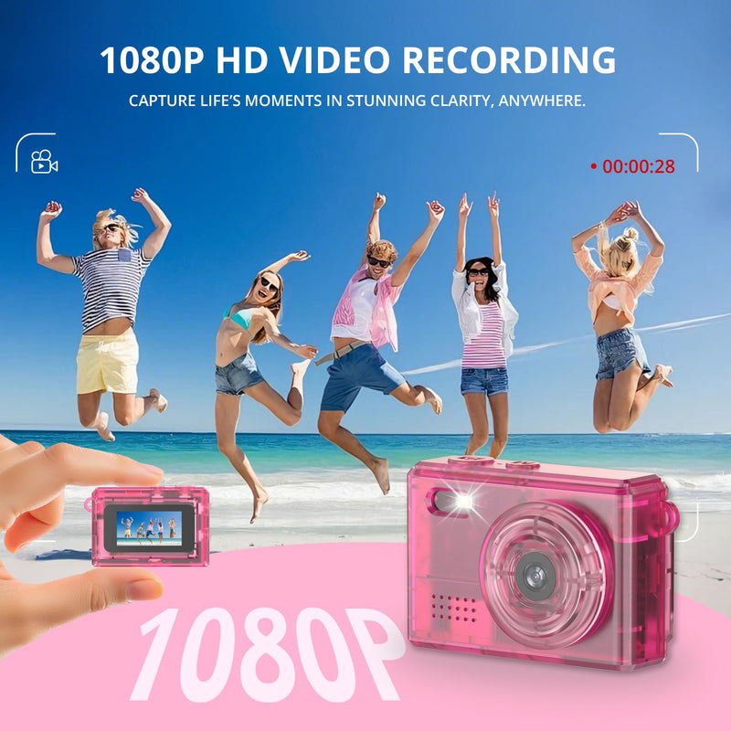 Y2K Mini Pink Keychain Camera, 1080P HD & 2MP, 32GB Card | 5 Filters & Flash, 0.96" Display, OTG Adapter for Android, Mini Wearable Pendant for Travel/Vlog/Night Shots, Ideal Gift