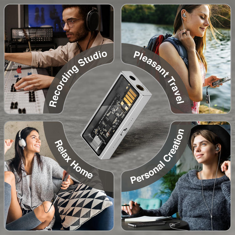 Questyle M15C Headphone Amplifier Portable USB DAC Amps 32Bit/384kHz DSD256 Decoder with 4.4mm and 3.5mm Dual Outputs High Resolution Lossless for Smartphones/PC/Laptops