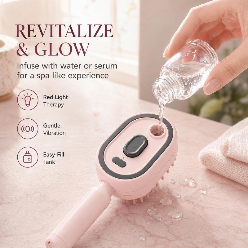 Electric Steam Brush for Hair, Electric Spray Air Cushion Massage Comb | 3-in-1Rechargeable Electric Spray Massage Comb,Self-Cleaning, Anti-Tangle&Anti-Static for frizzy hair and scalp care