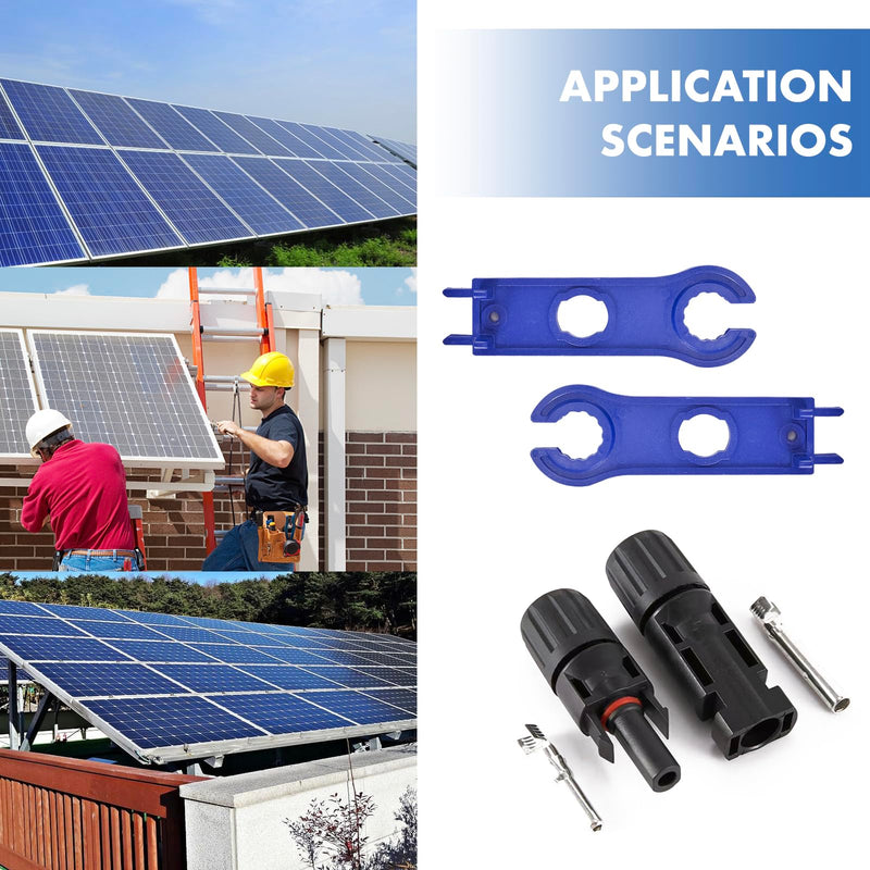 16 PCS Solar Panel Connectors, Male/Female IP67 Waterproof 1000V 30A Solar Cable Connectors (8 Pairs) with 2 Spanners（10AWG） 8 Pairs
