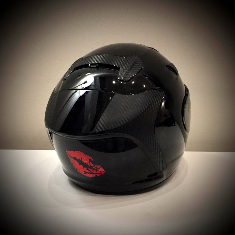 customTAYLOR33 High Intensity Reflective Vinyl Death Kiss Skull Crossbones Lips Decal Bumper Sticker - Cars, Motorcycles, Helmets, Wind Screens, laptops, cellphones, (Red, 3 inch Wide, Pair) 3 inches wide (includes 2) Red