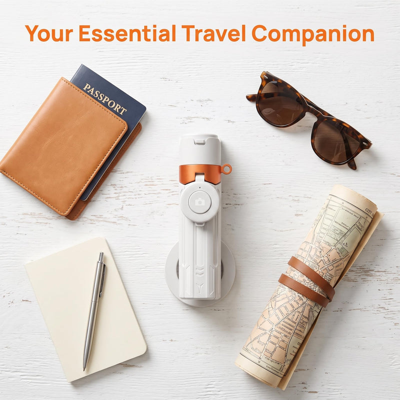 Portable Selfie Stick Magnetic Phone Mount Portable Foldable Stand for Travel Photography-White White