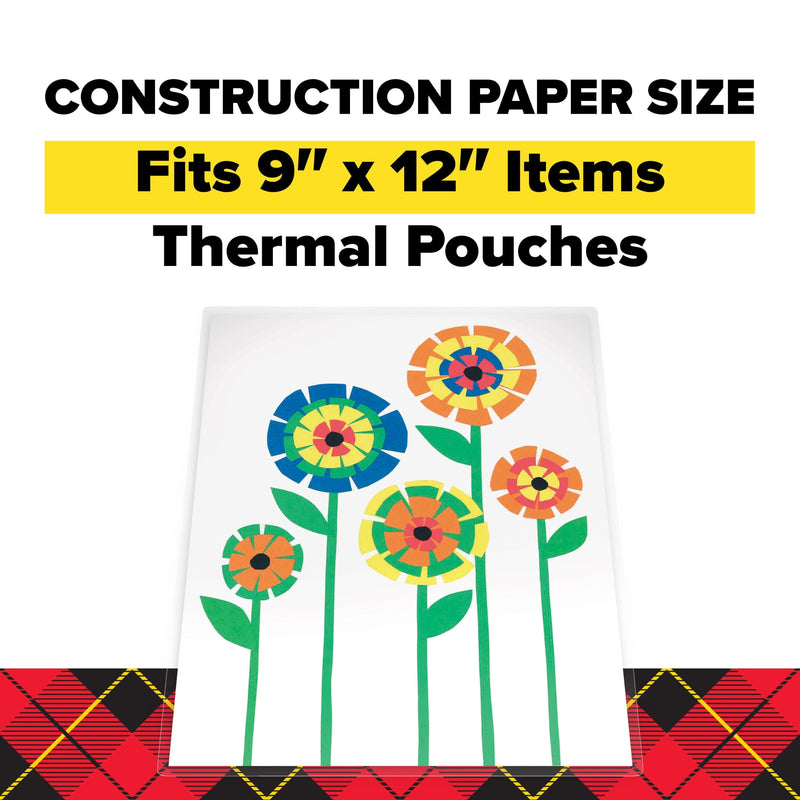 Scotch Construction Paper Thermal Laminating Pouches, 9 x 12 in | 25 Laminator Pouches, 3 Mil, for Kids Artwork, Crafts and School Projects, Requires 13 Inch Laminator Machine